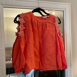 Anthropologie Linen Cold Shoulder Blouse - XS